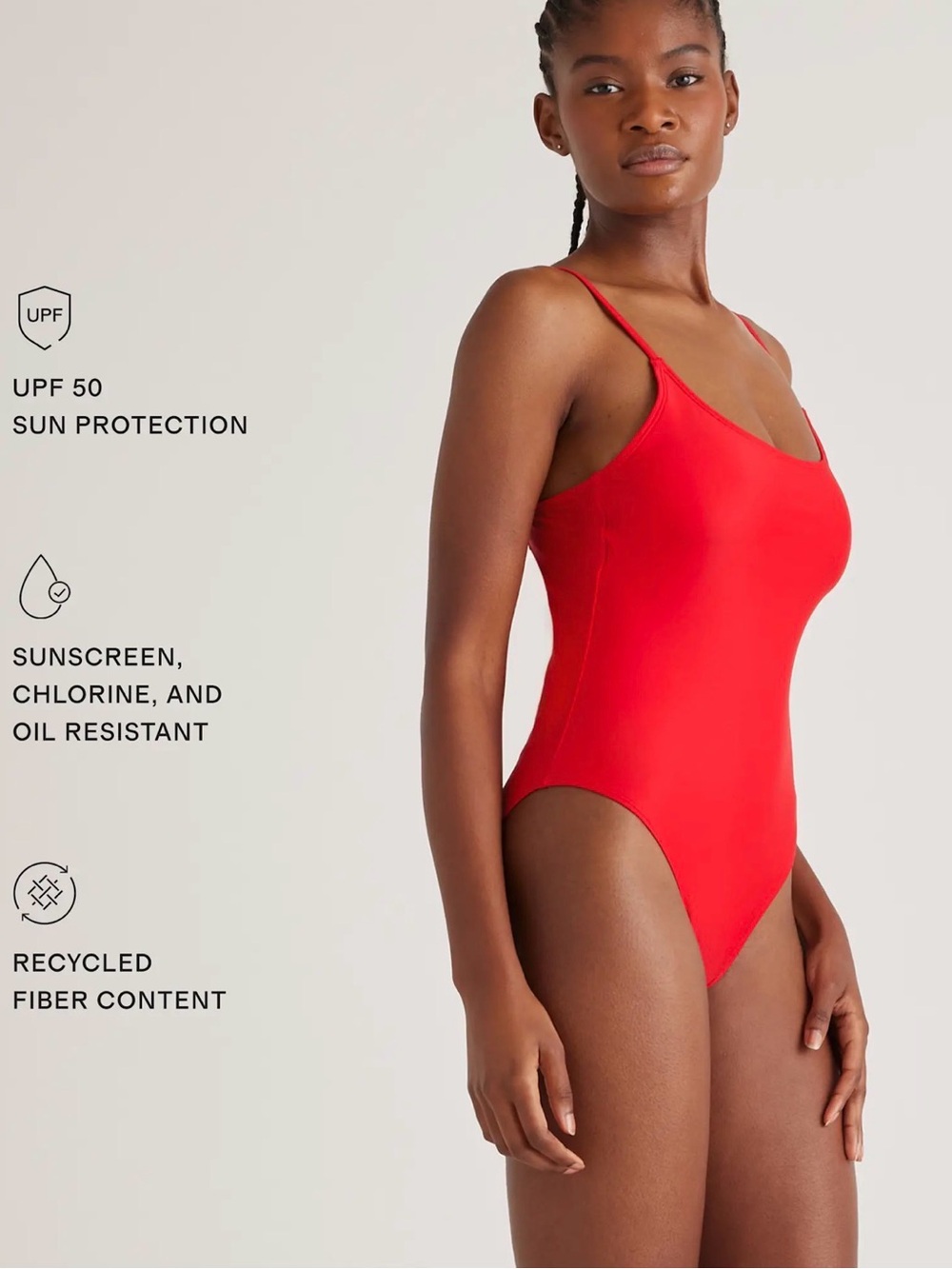 Quince Italian Cami One-Piece Swimsuit | Small | Cherry Red